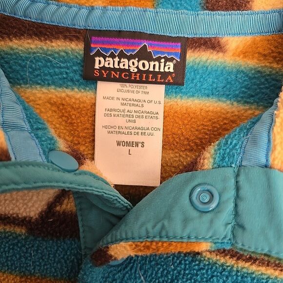 Patagonia Synchilla AZTEC Snap-T Fleece Pullover Womens L Timber Twist Southwest - Picture 3 of 7